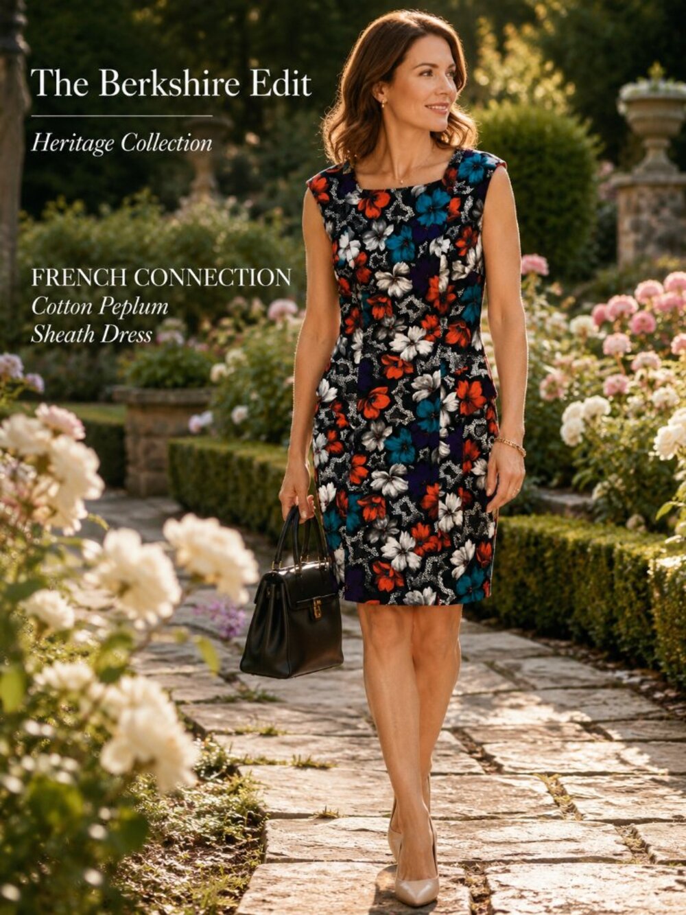 French Connection Cotton Floral Peplum Sheath Dress Size 2